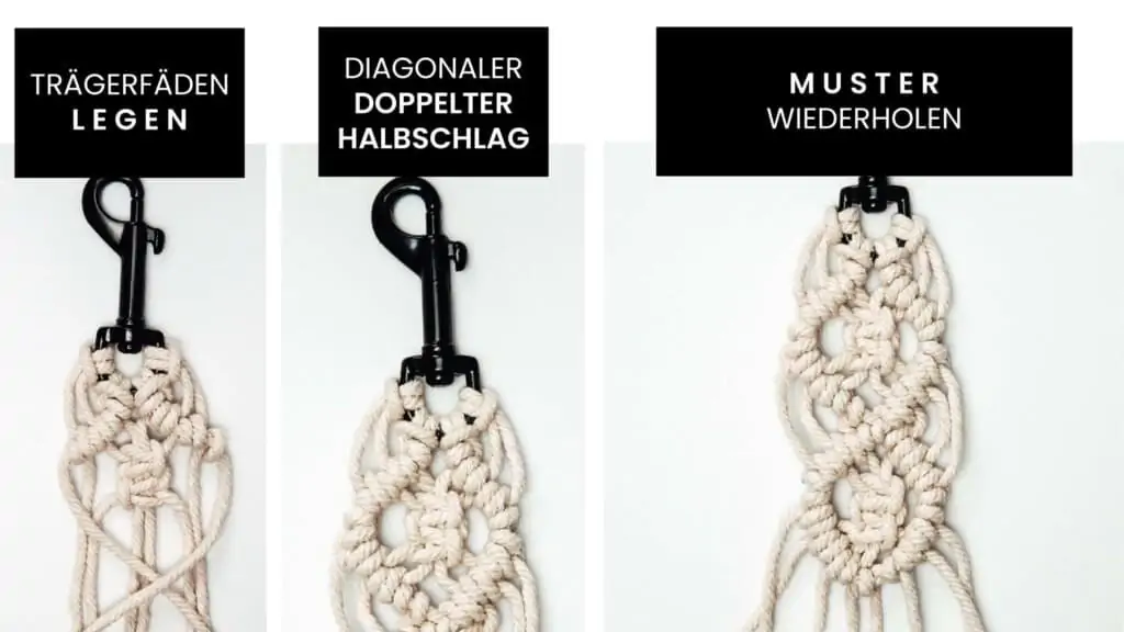 Makramee Schlüsselanhänger Muster knüpfen Schritt für Schritt Teil 2