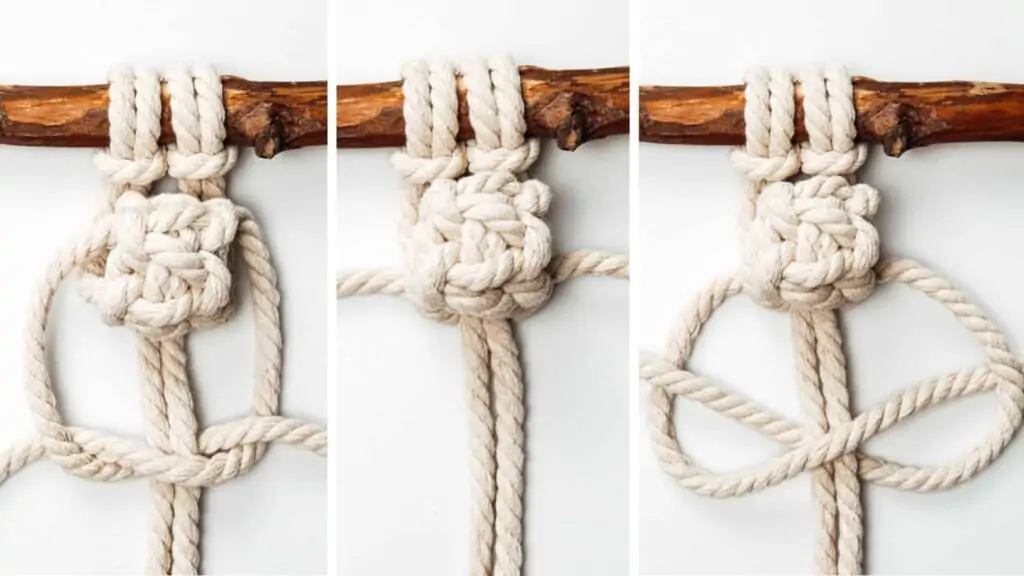 Schaubild Beeren Knoten festziehen mit Kreuzknoten