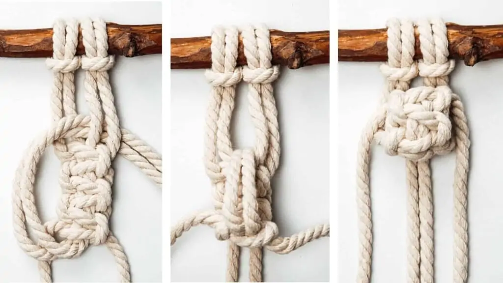 Schaubild Beeren Knoten Trögerföden durch das Loch ziehen