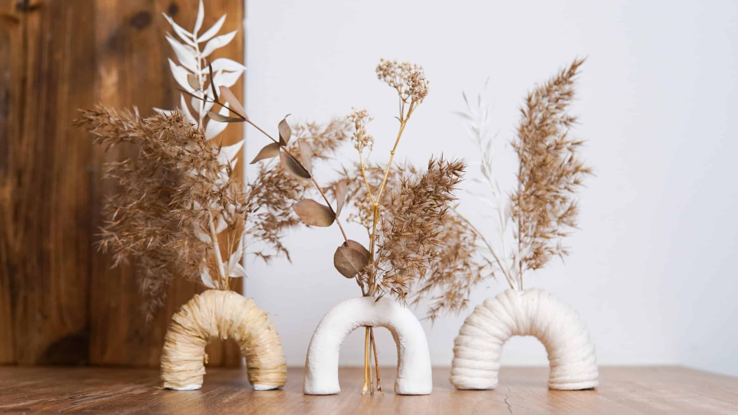 Bogen Vasen Trockenblumen diy